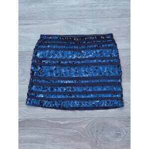Express Navy Blue Sequin Mini Skirt